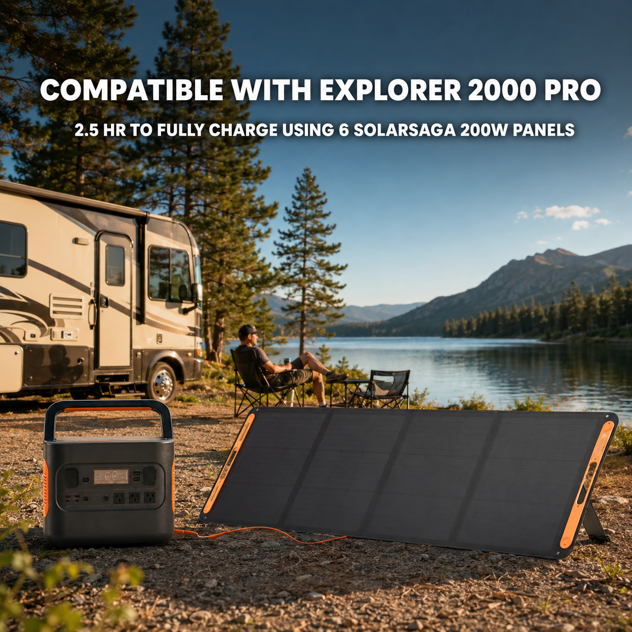 200W Portable Foldable Solar Panel with Stand - IP68 Waterproof