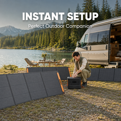 200W Portable Foldable Solar Panel with Stand - IP68 Waterproof