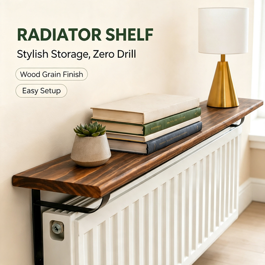 No Drill Clip On Radiator Wooden Storage Display Shelf