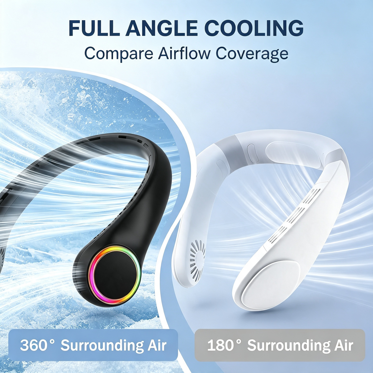 Bladeless Portable Hanging Neck Fan with RGB Ambient Light