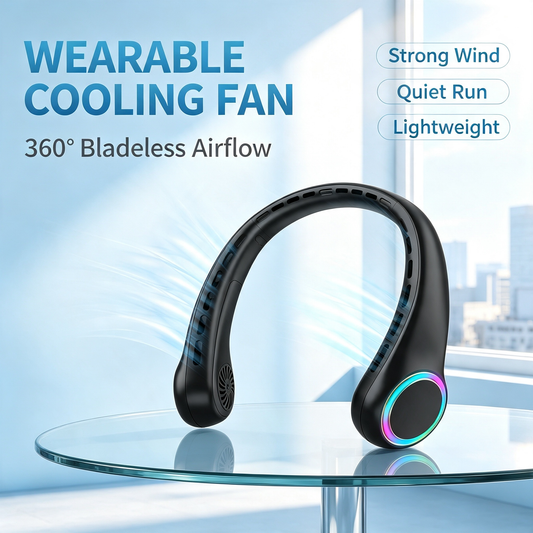 Bladeless Portable Hanging Neck Fan with RGB Ambient Light