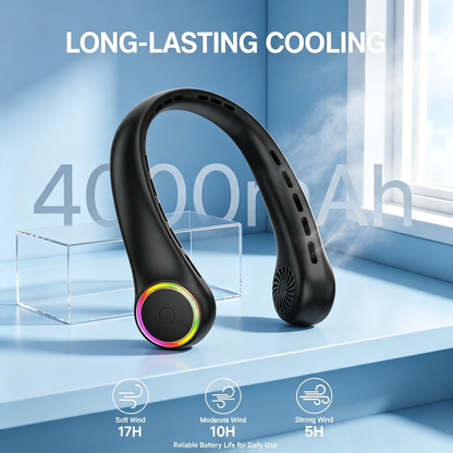 Bladeless Portable Hanging Neck Fan with RGB Ambient Light