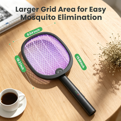 Rechargeable Electric Fly Swatter 4000V High Voltage Bug Zapper Racket With UV Light
